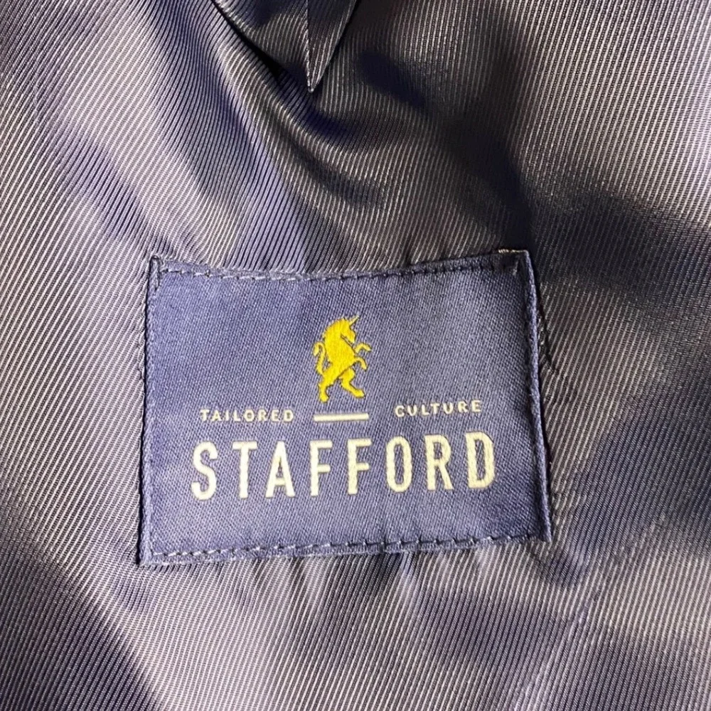Stafford Signature Mens 58 Big & Tall Grey Herringbone Linen Cotton Sport Coat